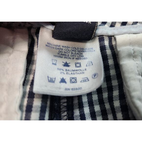 Lands’ End Women’s Chino Gingham Shorts Size 14 – Navy and White Classic Fit - Picture 6 of 7